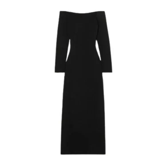 The Row | Dresses | Like New The Row Teresina Off The Shoulder Dress Womens  L Black Stretch Jersey | Poshmark